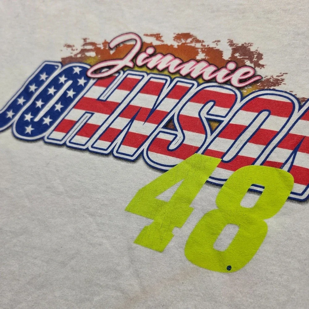 Vintage Style Jimmie Johnson 48 NASCAR Salutes Patriotic T Shirt Mens 2XL USA